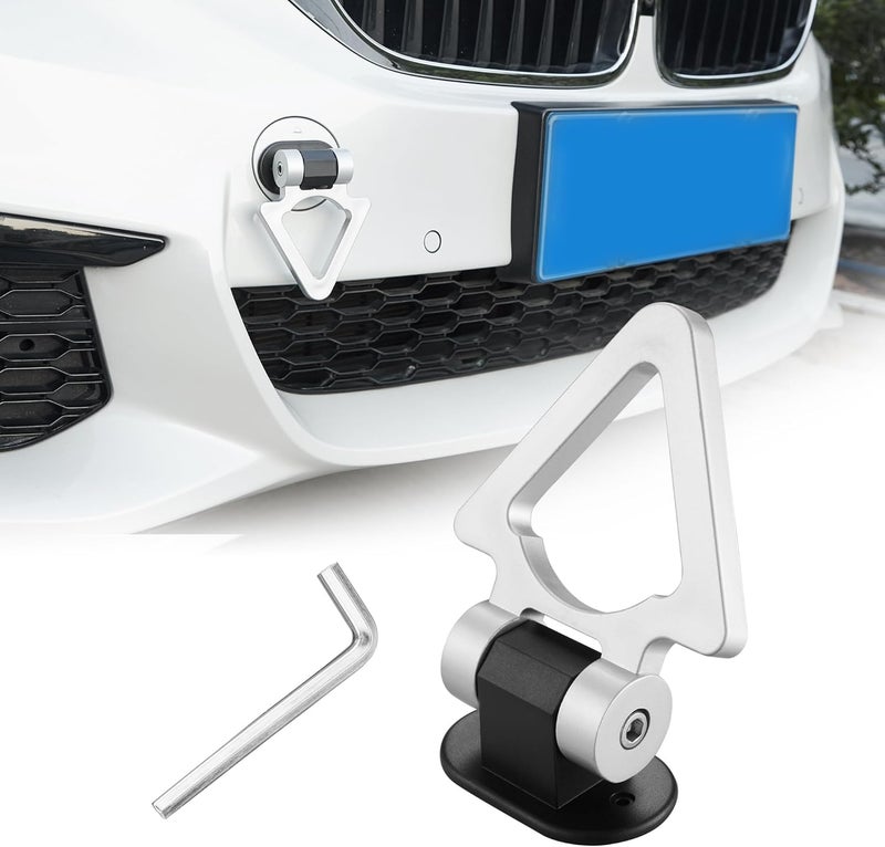 TOMALL خطاف سحب السيارة الفضي من TOMALL - خطاف زينة عالمي على شكل V بأسلوب سباق لسيارة البمبري - Image 1