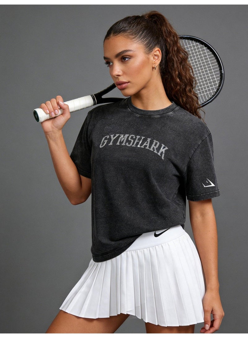 جيمشارك Gymshark فضفاضة عارضة تي شيرت الرجعية غسلت القطن نسيج ناعم الرياضة الجوكر الرجال والنساء مع نفس الفقرة. - Image 5