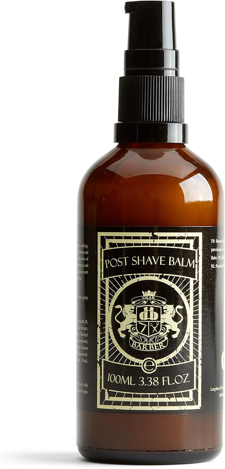 Dear Barber Mens Moisturising POST SHAVE BALM 100ml Soothing Aftershave Balm with Aloe Allantoin and Witch Hazel Reduce Skin Irritation Calms Razor Burn and Hydrates Skin - Image 1