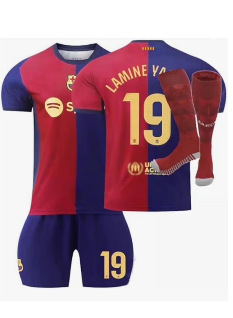 Adjustable Youth Soccer Jersey set- NO. 19 Ya-mal Style Training for Kids Fan Costume Cosplay& Sports Gift 24 Yard  - Image 1