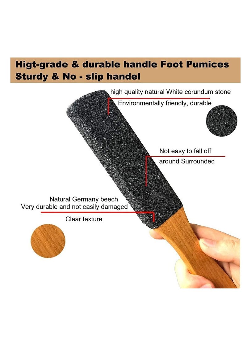 Double Sided Wooden Pedicure Feet Scrubber With Handle For Callus, Dry,Pumice Stone And Dead Skin Removal. - Image 5