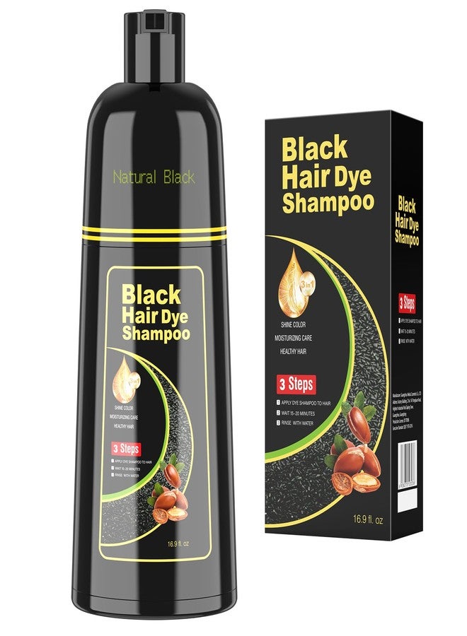 BELEZALIB Black Hair Dye Shampoo for Woman & Man, Argan Hair Color Shampoo 3 in 1, Semi-Permanent Gray Hair Coverage, Mild Formula, Lasts 30 Days(16.90 oz) - Image 1