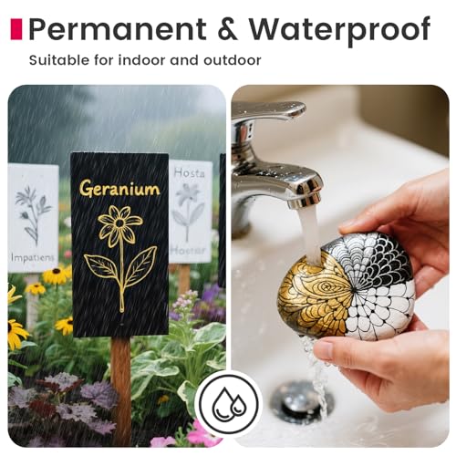 DAPAWIN Permanent Oil Based Paint Markers: 4 Colors Waterproof Permanent Paint Pens for Metal, Rock, Wood Craft, Plastic, Fabric, Diy Christmas Gift, Engineer Detail Work, Fine Point Oil Based Marker - Image 4
