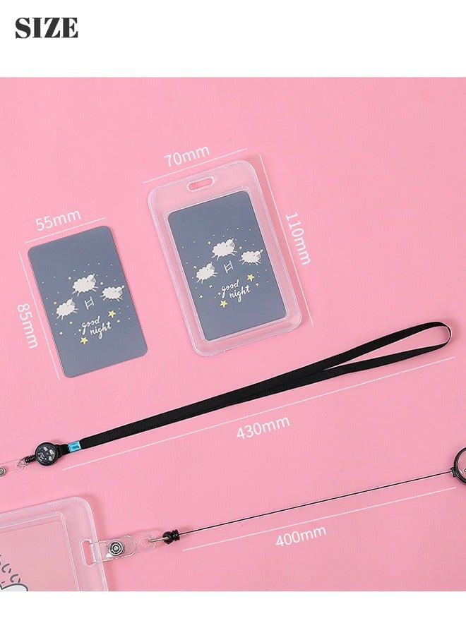 رويس حامل بطاقات للجنسين، حامل حبل قابل للسحب مع خطاف لطيف لبطاقات الهوية الطلابية/وسائل النقل/المترو/العمل/بطاقات الوجبات/بطاقات IC/بطاقات الهوية، أسود - Image 2