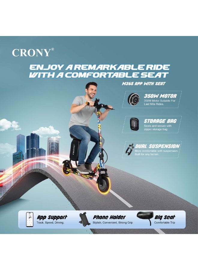 Crony M365 Kids Electric Scooter 500W, 36V 7.8Ah Battery, 25–35km/h Safe Speed, 15–20km Long-Range Ride, Foldable Lightweight E-Scooter for Boys & Girls, Adjustable Handlebar, LED Lights, Strong Frame 120kg Load, Beginner-Friendly Smooth Acceleration, Stable Braking System, Shock-Absorbing Design, Compact Portable Electric Kick Scooter for Teens & Children, M365 APP SEAT With Suspension Street Dance - Image 2