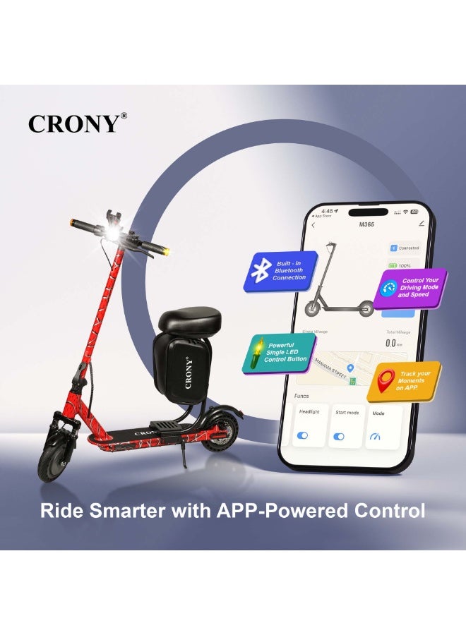Crony M365 Kids Electric Scooter 500W, 36V 7.8Ah Battery, 25–35km/h Safe Speed, 15–20km Long-Range Ride, Foldable Lightweight E-Scooter for Boys & Girls, Adjustable Handlebar, LED Lights, Strong Frame 120kg Load, Beginner-Friendly Smooth Acceleration, Stable Braking System, Shock-Absorbing Design, Compact Portable Electric Kick Scooter for Teens & Children, M365 APP SEAT With Suspension Street Dance - Image 5