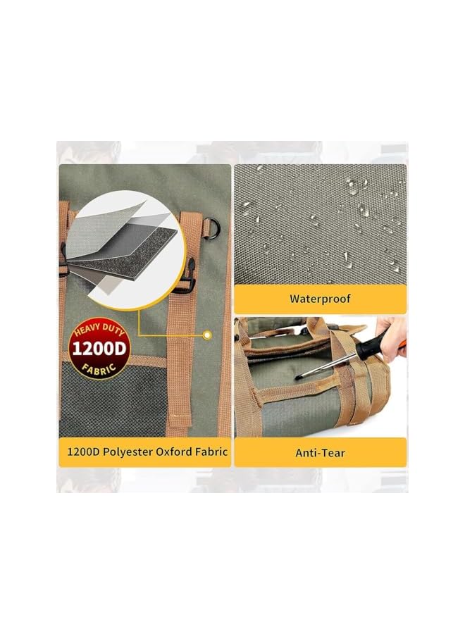 promass Tool Roll Bag, Roll up Tool Bag, Heavy Duty Hardware Tool Roll Organizer, Small Tool Bag with Detachable Bag, 6 Tool Bags, Tool Roll Pouch for Mechanic, Electrician, Motorcycle, Truck - Image 2