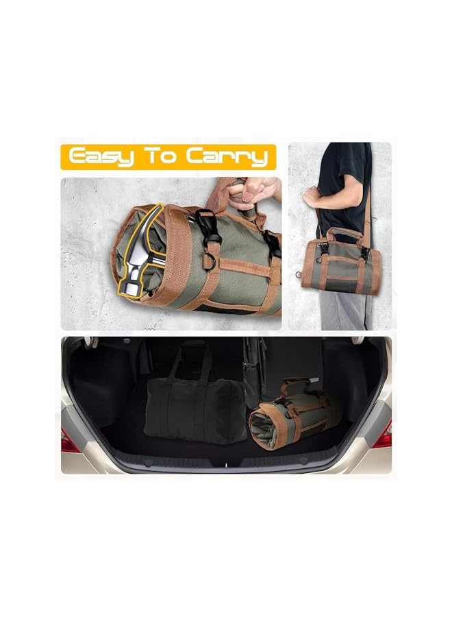 promass Tool Roll Bag, Roll up Tool Bag, Heavy Duty Hardware Tool Roll Organizer, Small Tool Bag with Detachable Bag, 6 Tool Bags, Tool Roll Pouch for Mechanic, Electrician, Motorcycle, Truck - Image 5