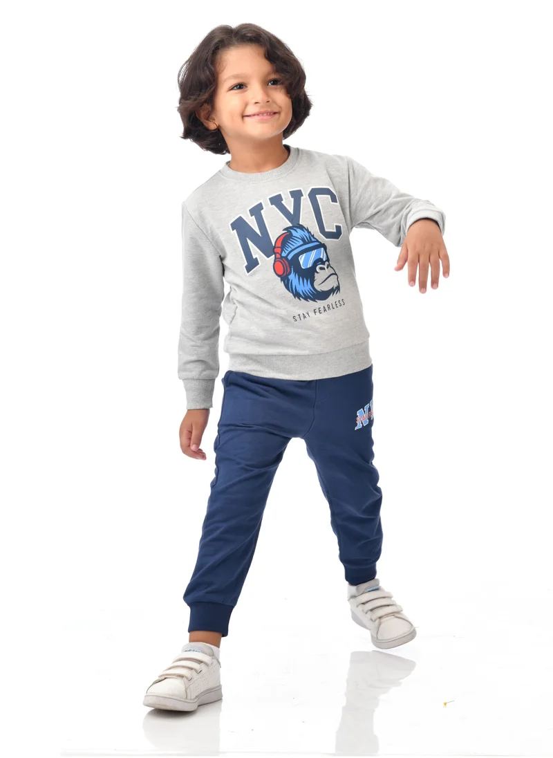 victor and jane Boys' 2-Piece Sweatshirt and Jogger Set -Navy