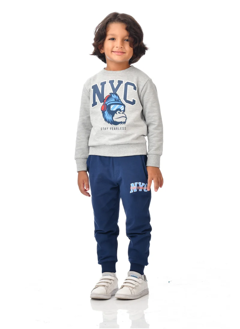 victor and jane Boys' 2-Piece Sweatshirt and Jogger Set -Navy