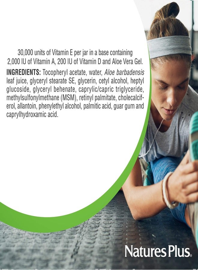 NaturesPlus كريم فيتامين E من ناتشرز بلس - 30,000 وحدة دولية، 2.2 أونصة - يساعد في تخفيف جفاف البشرة، قد يهدئ تهيجات البشرة الطفيفة - مع MSM، الألوة فيرا، فيتامينات A و D - نباتي، نباتي - Image 5