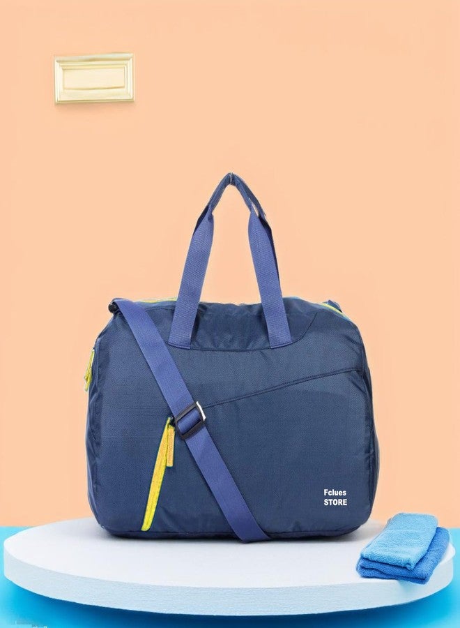 Fclues Store Polyester Travel Duffel Bag with Side Handles,Water Resistant Duffel Bag with Multiple Compartment for Men and Women Color Navy Blue Size 19 inch - Image 2