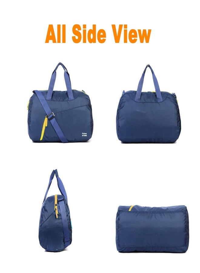 Fclues Store Polyester Travel Duffel Bag with Side Handles,Water Resistant Duffel Bag with Multiple Compartment for Men and Women Color Navy Blue Size 19 inch - Image 5