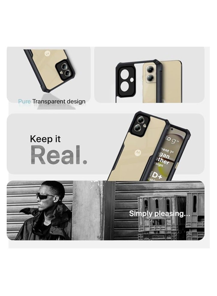 غطاء خلفي شفاف للغاية لهاتف Moto G14  مع حماية كاملة للكاميرا وحافة مرتفعة وغطاء خلفي هجين لهاتف Motorola G14 شفاف - Image 2