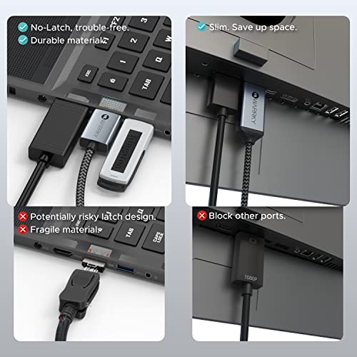 Warrky 4K DisplayPort to HDMI Cable 3.3FT[Metal Case, Nylon Cable] One-Way Transmission DP 1.2 Computer to HDMI 1.4 Screen Compatible for Dell, HP, Samsung, PC, Laptop, Projector, TV – Passive - Image 3