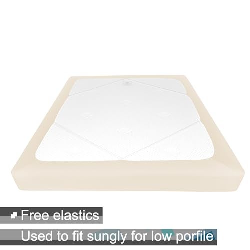 ALYVIA SPRING Box Spring Cover King/Cal King Size - Jersey Knit & Stretchy Wrap Around 4 Sides Bed Skirt for Hotel & Home, Beige - Image 5