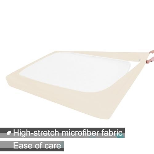 ALYVIA SPRING Box Spring Cover King/Cal King Size - Jersey Knit & Stretchy Wrap Around 4 Sides Bed Skirt for Hotel & Home, Beige - Image 4