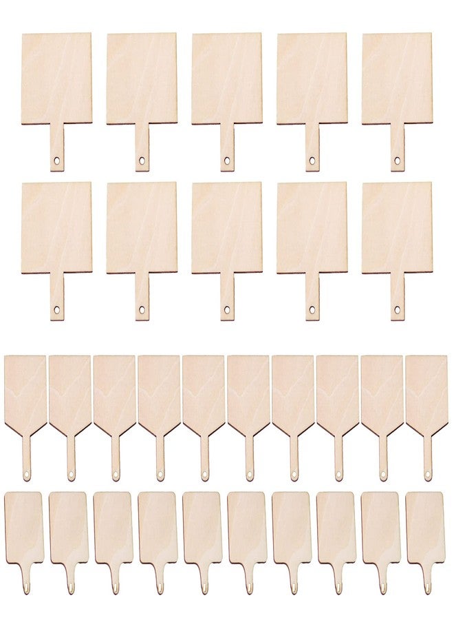 Khakho 30 Pcs Mini Wooden Cutting Board with Handle,Unfinished Wood Blank Cutting Board, Paddle Chopping Board Small Kitchen Serving Board for Kitchen DIY Decor (Wooden) - Image 1