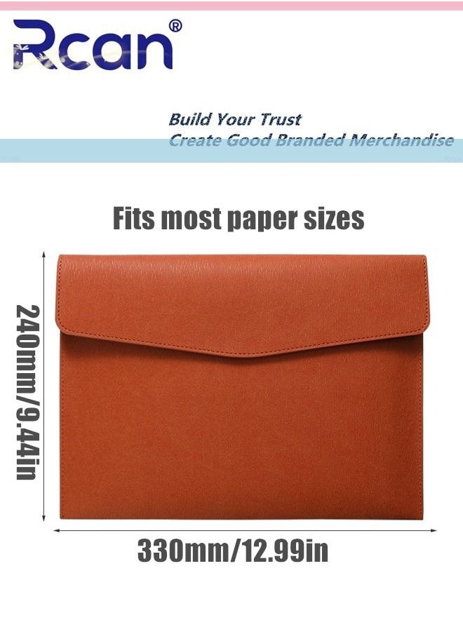 Pu Leather A4 File Bag Multi Functional Portable Large Capacity Waterproof Information Bag Envelope Type Magnetic Suction Snap File Storage Folder Business Bag Suitable for School Office Home