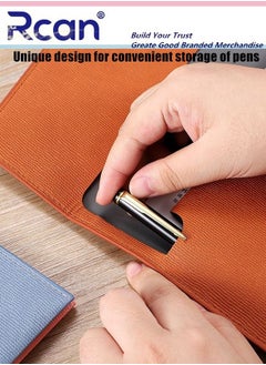 Rcan Pu Leather A4 File Bag Multi Functional Portable Large Capacity Waterproof Information Bag Envelope Type Magnetic Suction Snap File Storage Folder Business Bag Suitable for School Office Home  - Image 4