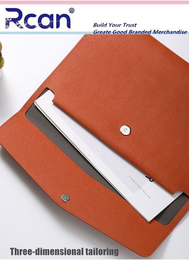 Pu Leather A4 File Bag Multi Functional Portable Large Capacity Waterproof Information Bag Envelope Type Magnetic Suction Snap File Storage Folder Business Bag Suitable for School Office Home