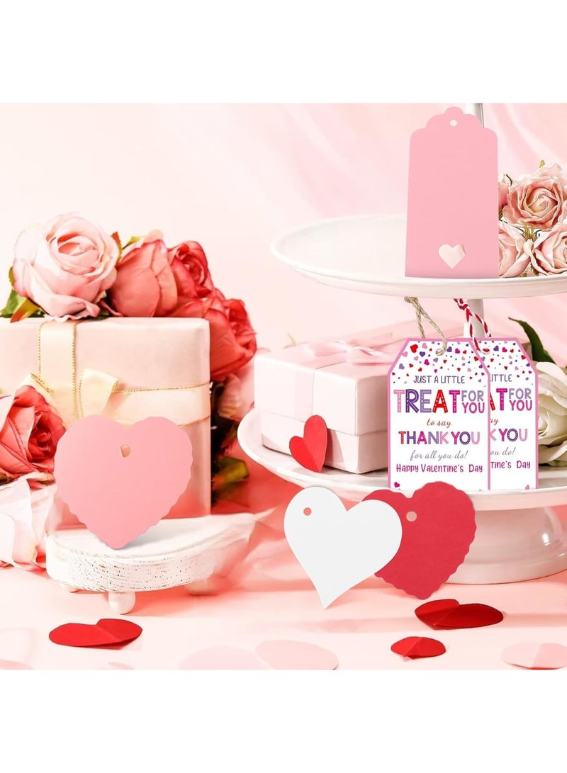 Luckam 100Pcs Heart Shaped Gift Tags, Pink Present Tags with String, Blank Hanging Labels for Valentine's Day Presents, Wedding Favors, Birthday Party Wrapping, Christmas Gift Decorations - Image 5