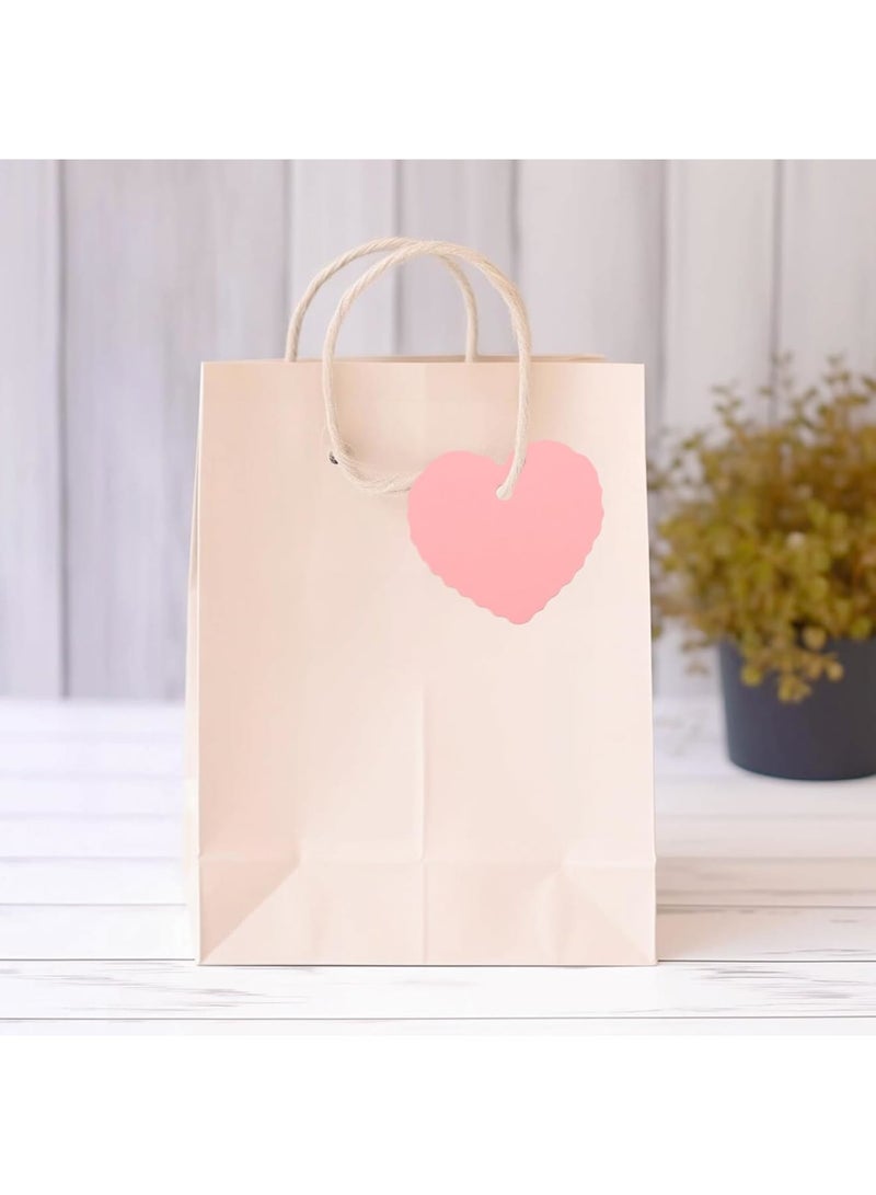 Luckam 100Pcs Heart Shaped Gift Tags, Pink Present Tags with String, Blank Hanging Labels for Valentine's Day Presents, Wedding Favors, Birthday Party Wrapping, Christmas Gift Decorations - Image 2