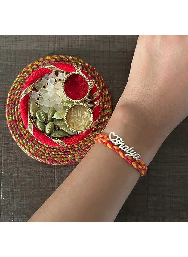 NorthLand - Northland Bhaiya Bhabhi Rakhi Set - Happy Rakhi Greeting Card with Silver Rakhi for Bhaiya and Bhabhi - Image 1