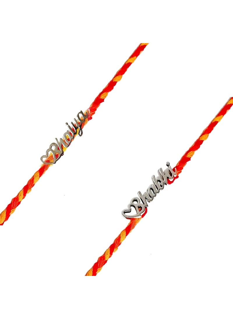 NorthLand - Northland Bhaiya Bhabhi Rakhi Set - Happy Rakhi Greeting Card with Silver Rakhi for Bhaiya and Bhabhi - Image 1