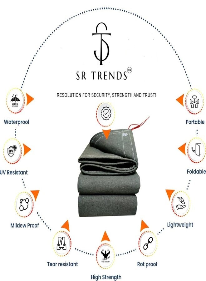 SR TRENDS 700 GSM Waterproof Tarpaulin | Durable, UV-Resistant Tarp for Outdoor, Construction & Camping (Grey, 2.5 x 2.5 FT) - Image 2