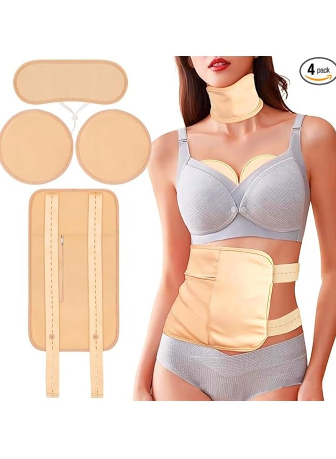 Generic 4 Pcs Castor Oil Pack Wrap Organic Cotton for Liver Detox, Stomach, Belly, Neck, Breast & Entire Body, Reusable Pads Kit for Hot/Cold Compress with Adjustable Elastic Strap, Waterproof & Anti Oil Leak  - Image 1