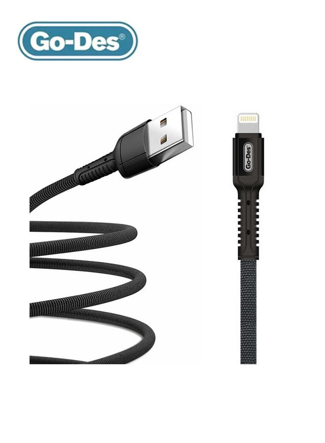 جو-ديز كابل بيانات Go-Des نايلون لايتنينج فائق السرعة 1 متر GD-UC509iP - أسود - Image 2