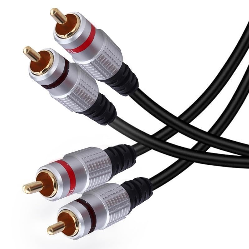 MX 2 RCA to 2 RCA Stereo Audio Cable, 1.5 Meter – Gold-Plated Connectors, Double Shielded – Compatible with Home Theater, Subwoofer, Turntable, Amplifier, Receiver, Speaker – Male to Male - Image 2