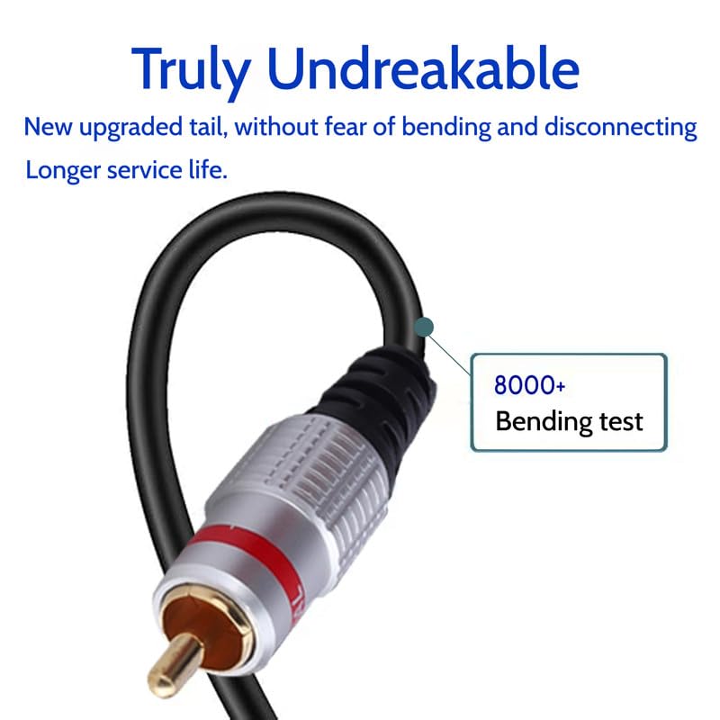 MX 2 RCA to 2 RCA Stereo Audio Cable, 1.5 Meter – Gold-Plated Connectors, Double Shielded – Compatible with Home Theater, Subwoofer, Turntable, Amplifier, Receiver, Speaker – Male to Male - Image 4