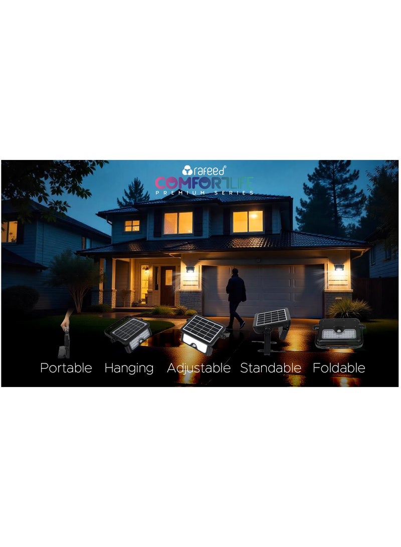 رافيد كشاف شمسي رافيد كومفورت لايف 5 واط LED إضاءة خارجية مع حساس حركة مقاوم للماء IP65 يعمل بالطاقة الشمسية تثبيت جداري و اسود - Image 5