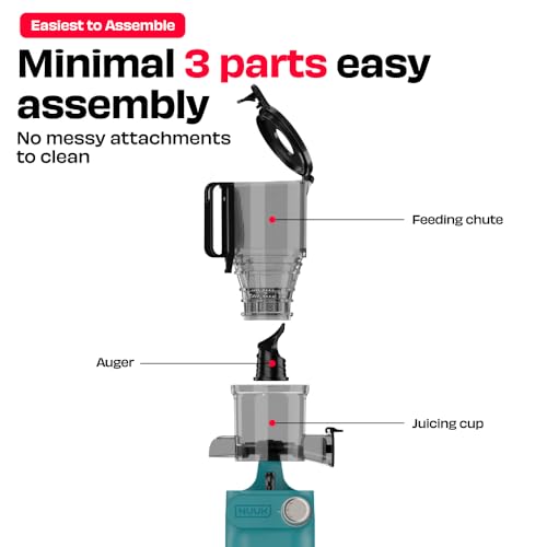 NUUK DRIP Cold Press Juicer For Home | Max Nutrition | Easily Juices Hard Fruits & Veggies | No Chopping with 108mm Wide Chute | Easy Assembly & Cleaning | Tritan Jars for Max Safety | 6 Year Warranty - Image 4