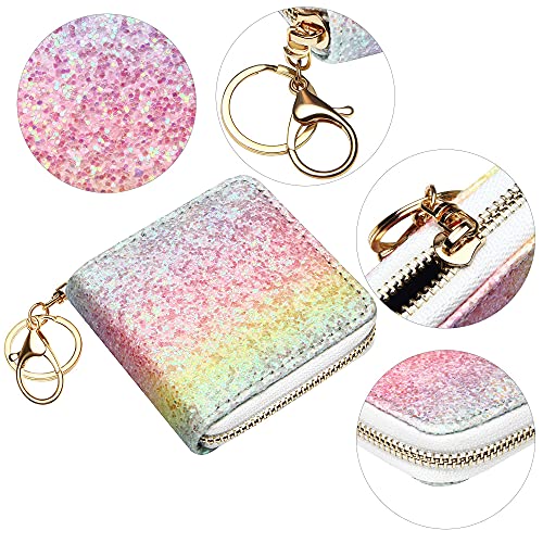 GEEAD Small Glitter Wallet for Women Girls Mini Coin Purse Pouches with Key Ring for Christmas (Colourful - B) - Image 5