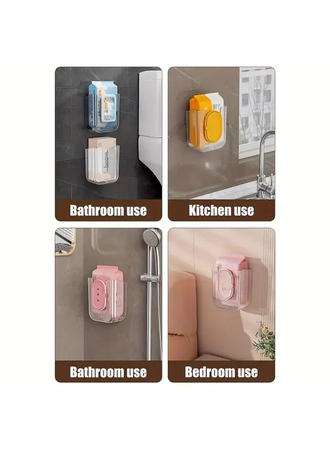 Wall Mounted Wipes Dispenser Transparent White 2 Pack Heavy Duty Adhesive Bathroom Organizer - Image 5