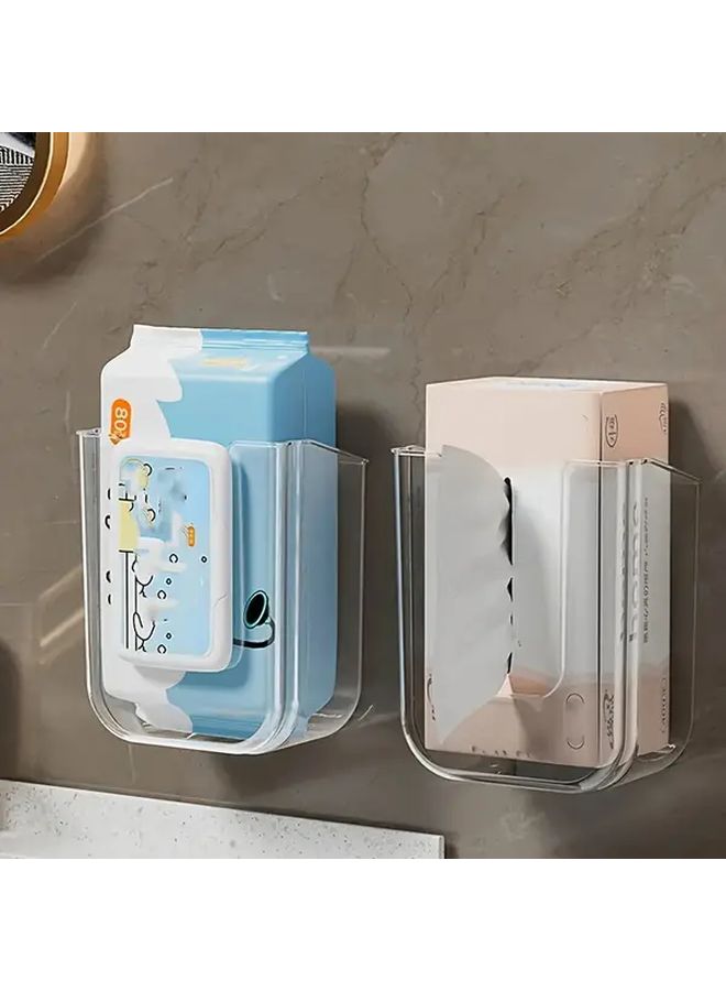 Wall Mounted Wipes Dispenser Transparent White 2 Pack Heavy Duty Adhesive Bathroom Organizer - Image 4