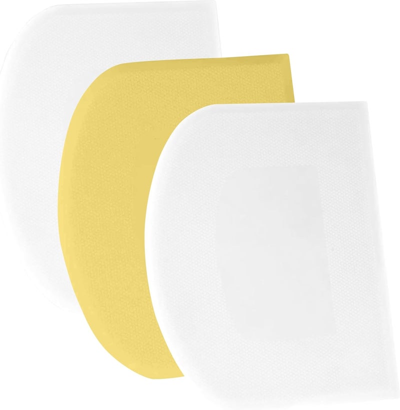 SURDOCA Dough Scraper Bench Scraper - 3P 10.6x6.7" Plastic Flexible Bowl Scraper, Sharp Edge & Angles Cake Scraper. Non-Slip Bakeware Decorating Tools Sculpting & Modeling Tools - White+Yellow+White - Image 1