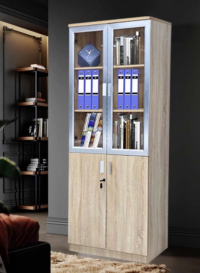 Generic Wooden Cabinet 2 Doors With Glass Modern Office File Cabinet 200x80x40 CM  - Image 4
