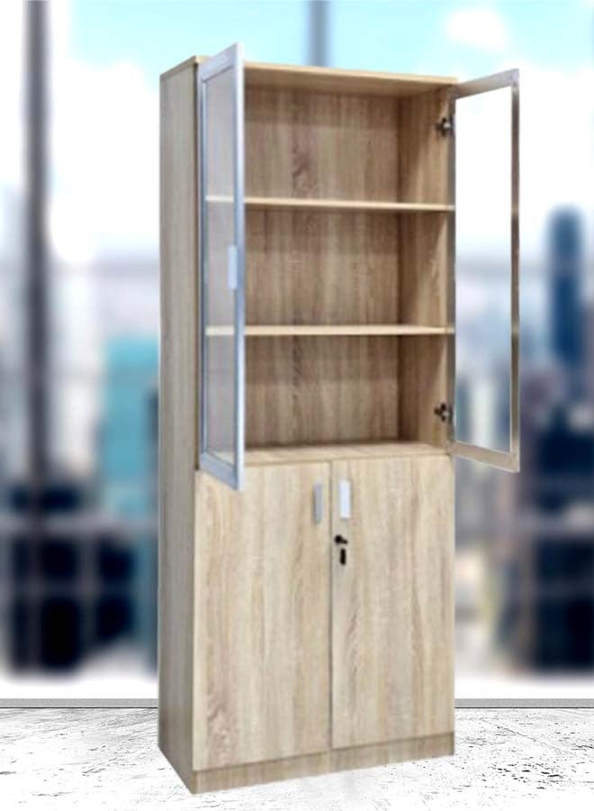 Generic Wooden Cabinet 2 Doors With Glass Modern Office File Cabinet 200x80x40 CM  - Image 2