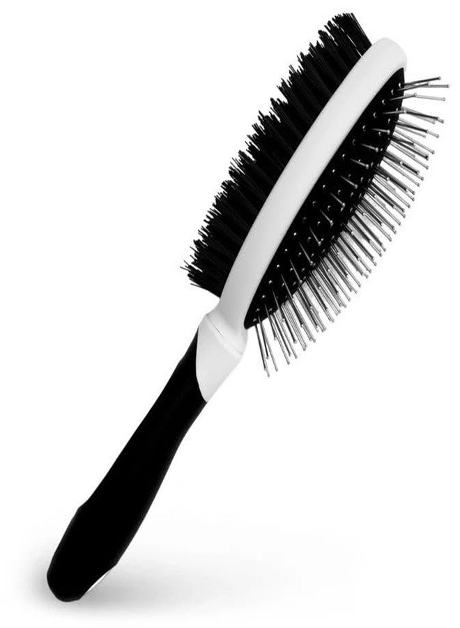 Fuller Brush 2-in-1 Double-Sided Pet Brush - Electroplated Round-Ended Steel Pins Positioned Into a Flexible Cushion on One Side & Nylon Bristles - Remove Shedding - Tool For Grooming Dogs & Cats - Image 1
