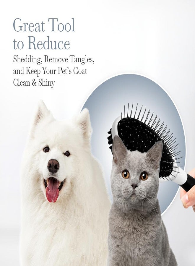 Fuller Brush 2-in-1 Double-Sided Pet Brush - Electroplated Round-Ended Steel Pins Positioned Into a Flexible Cushion on One Side & Nylon Bristles - Remove Shedding - Tool For Grooming Dogs & Cats - Image 4