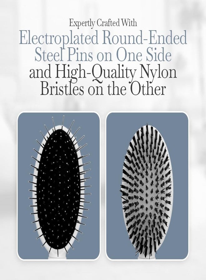 Fuller Brush 2-in-1 Double-Sided Pet Brush - Electroplated Round-Ended Steel Pins Positioned Into a Flexible Cushion on One Side & Nylon Bristles - Remove Shedding - Tool For Grooming Dogs & Cats - Image 3