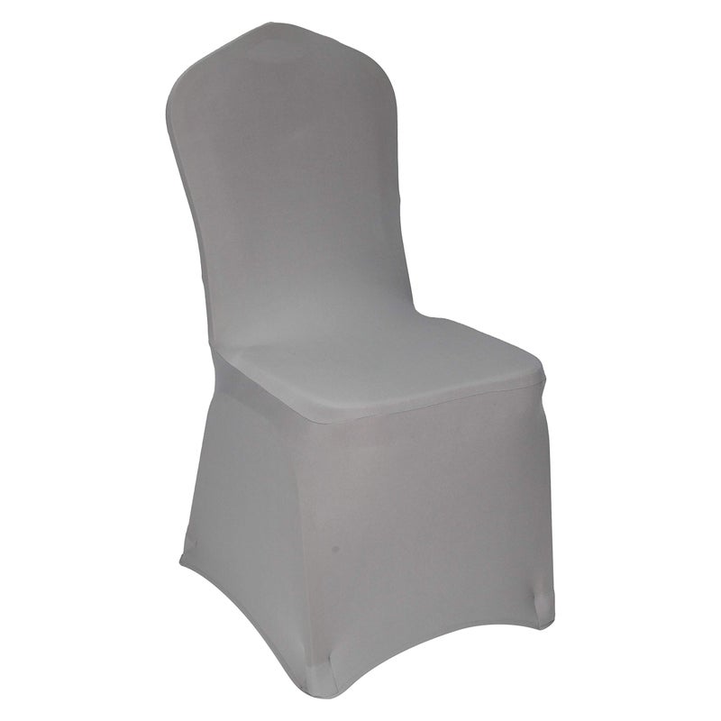 WELMATCH Silver Stretch Spandex Chair Covers  12 PCS Banquet Events Party Universal Dining Decoration Scuba Elastic Chair Covers Premium Silver 12