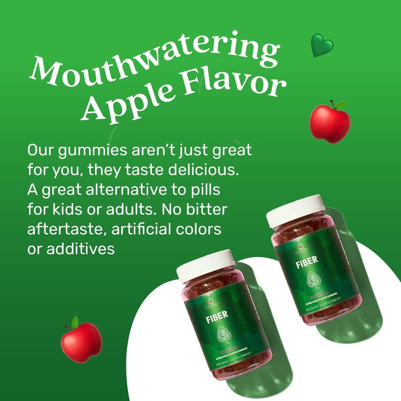 BeLive Fiber Gummies - Prebiotic Fiber Supplement with Chicory Root & Inulin for Digestive Support & Overall Gut Health I Vegan, Sugar Free Gummies for Adults & Children | 60 Ct - Apple Flavor - Image 4