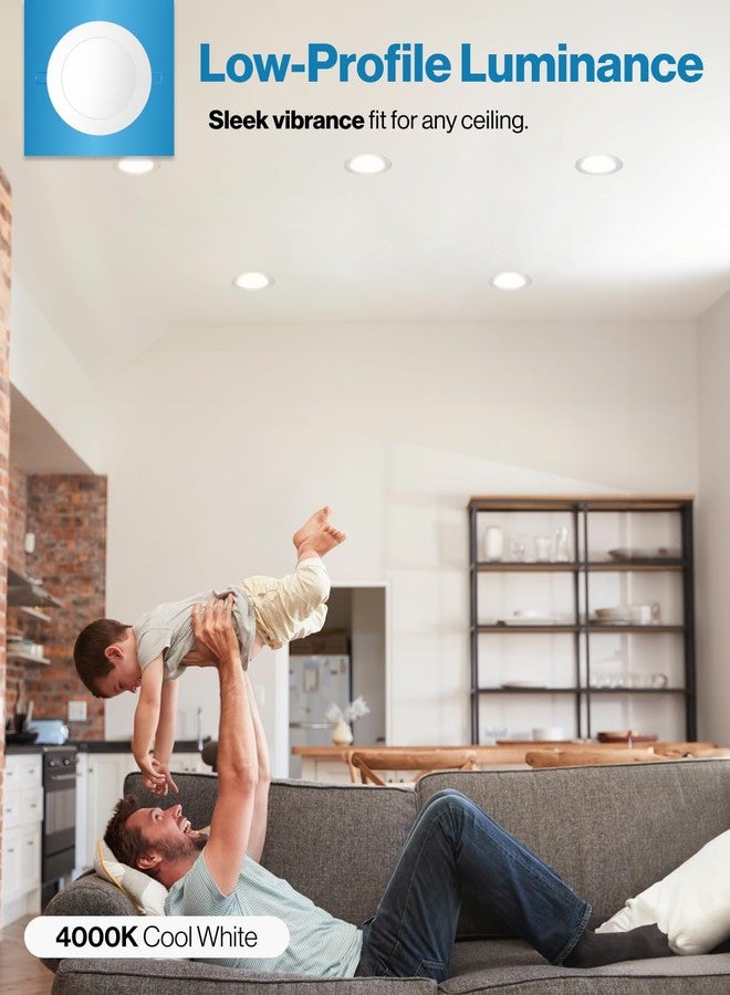 صنكو لايتنغ مصابيح سقفية غائرة من Sunco مقاس 6 بوصات LED، بدون علبة، رفيعة مع صندوق توصيل، 850 لومن، 14 واط (ما يعادل 100 واط)، 4000 كلفن أبيض بارد، قابلة للتعتيم، رفيعة للغاية، عمر افتراضي 50000 ساعة، حاصلة على شهادة ETL، عبوة من 4 مصابيح. - Image 2