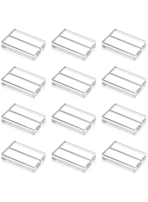 12 Pieces Acrylic Stands Clear Place Card Holders 1.6 Inch Acrylic Table Sign Holder Table Number Stands Name Card Display Stand for Table Weddings Events Office Meeting