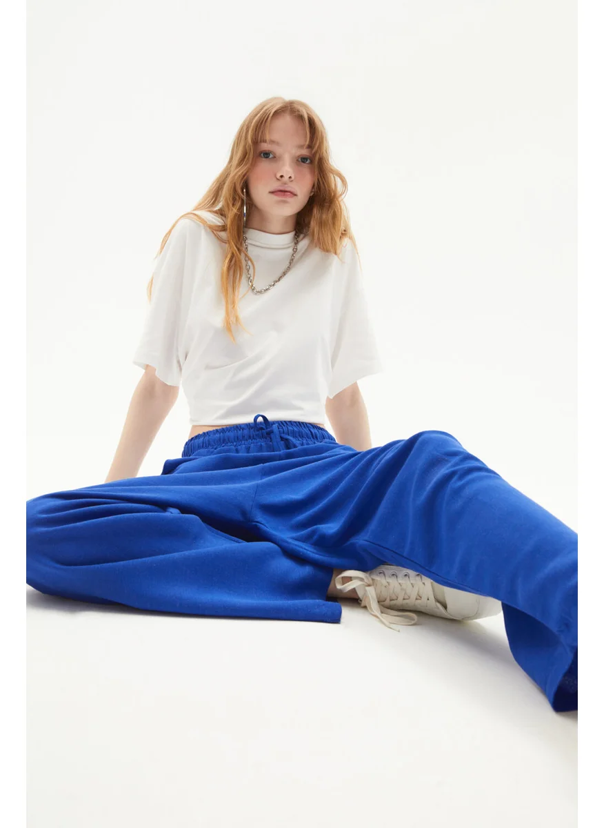 جون Elastic Waist Relaxed Fit Linen Trousers